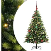 Syfax Kunstkerstboom met scharnier 150 LEDs Groen 120 cm PVC en PE