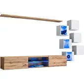 Meublorama Salonmeubelset SWITCH XXI design, eiken en wit kleur.