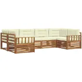 vidaXL Buiten bank set 6 st Natuurlijk en Crème Massief Acacia Hout