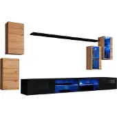 Meublorama Salonmeubelset SWITCH XXV design, eiken en zwart gekleurd.
