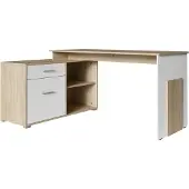 Meublorama Bureauhoek - licht eiken en wit - Collectie COMO