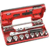 Facom compacte 3/8" doppenset 6-kant, met ratel met stofdichte kop - JL.DBOX1PB