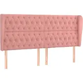 vidaXL Hoofdbord met randen 183x23x118/128 cm fluweel roze