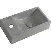 Hak Crest L wandgemonteerd betonnen wastafel inclusief afvoer, 40x22cm, zwart graniet
