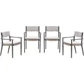 Garden Impressions Parijs tuinstoelen set van 4 carbon black / desert sand