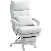 HOMCOM -Bürostuhl-Polyester, Nylon-70L x 68B x 114-122H cm-Cremeweiß