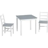 HOMCOM -Essgruppe-Kiefernholz-75L x 75B x 73H cm-Grau