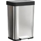 HOMCOM Trash Can-Roestvrij staal, Kunststof-44L x 36B x 66,5H cm-Zilver