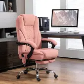 Sweiko ergonomische bureaustoel met massagefunctie, voetsteun, draaibaar, met wielen, roze