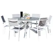 Ebuy24 Parma tuinmeubelset tafel 140x140cm 6 stoelen Copacabana grijs.