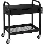 HOMCOM rolwagen - met lade - 2 legplanken - 61x32,6x58,5 cm