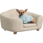 PawHut Paws Huisdierenbank 70 cm x 47 cm x 30 cm crèmewit