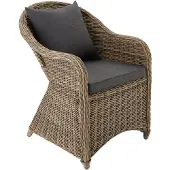 TecTake - Luxe wicker tuinstoel + kussen - Gemonteerd geleverd - natuur / beige- 401766