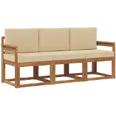 vidaXL Buiten bank set 3 st Natuurlijk en Beige