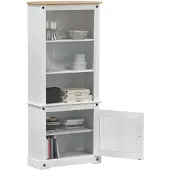 vidaXL Highboard Wit 74 x 38 x 170 cm Massief grenenhout