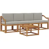 vidaXL Buiten bank set 5 st Natuurlijk en Licht Grijs
