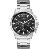 GUESS Analoog horloge 'Walker' zwart / zilver