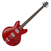 Gear4Music San Francisco Semi Acoustic Bass by Wine Red
