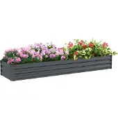 Outsunny Tuinbed 240x60x30cm Gegalvaniseerd Staal Donkergrijs