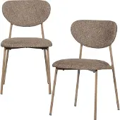 Woood Valor Eetkamerstoelen - Polyester - Zand- Set van 2