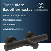Ideal standard Alero badthermostaat, bescherming tegen brandwonden – Matzwart