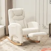 Sweiko Schommelstoel - Relaxfauteuil - Teddy - Met voetsteun - Wit