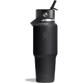 Hydroflask - Wide Flex Straw Travel Bottle - Drinkfles 946 ml, zwart/grijs