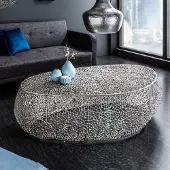 Invicta Filigraan design salontafel ABSTRACT BLAD 120cm zilver handgemaakt - 40284
