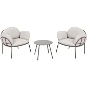 Axi Ziva loungeset met tafel & 2 stoelen | Inclusief Beige Kussens | 3-delige Lounge Set voor Balkon / Tuin van Olefin & Staal | Tuinmeubel / Loungemeubel / Balkonset voor 2 personen