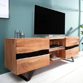 Invicta Massief tv-meubel AMAZONAS 160cm acacia metalen lowboard boomrand - 38332