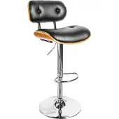 Riess Retro barkruk CLASSICO zwart 115cm in hoogte verstelbaar walnootfineer - 39040