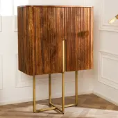 Riess Design Dressoir GATSBY 125cm bruin mat goud Mangoholz Retro - 43335