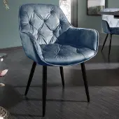 Riess Design stoel MILANO petrol fluweel met Chesterfield quilting - 41181