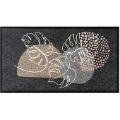 Vica International Deurmat Geometric Tropical Leaves Grijs - 66x120 cm