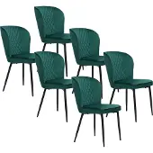 Sweiko Eetkamerstoelen (6-delig), groen, kussens stoelontwerp, met rugleuning, fluwelen metalen frame stoelen