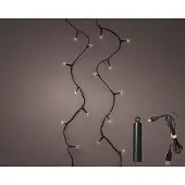 Lumineo Multifunctionele LED-lichtslingering, werkt op batterijen, 100 meerkleurige LED's, zwarte kabel, geschikt voor buitengebruik, lengte 7,4 meter