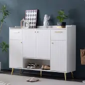 Sweiko Schoenenkast - 2 laden + 4 deuren - Metalen poten - Wit