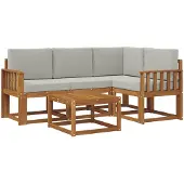 vidaXL Buiten bank set 5 st Naturel en lichtgrijs