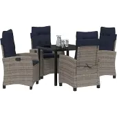 vidaXL Tuin Eettafel Set 5 st Grijs poly rattan