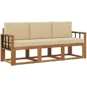 vidaXL Buiten bank set 3 st Natuurlijk en Beige