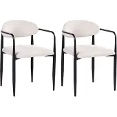 Beliani TANEVIK - Eetkamerstoel set van 2 - Lichtbeige - Polyester