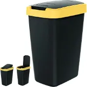 Prosperplast - Prullenbak / Afvalbak 12L - Zwart met geel frame