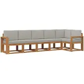 vidaXL Buiten bank set 6 st Naturel en lichtgrijs