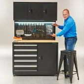 Datona Werkbank garage 120 cm met gereedschapskasten - Zwart