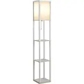 HOMCOM -Staande lamp-Hout-26x26x160cm-Wit