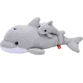 Wild republic knuffel Dolfijn 30 cm junior pluche grijs 2-delig