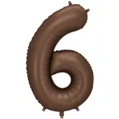 Party Deco Folieballon nummer 6 in bruin 86cm