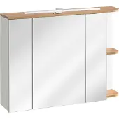 DMK Deutsches Milchkontor Badkamermeubel met spiegel, 90 cm, wit, eikenhout, goudkleurig, 3 deuren