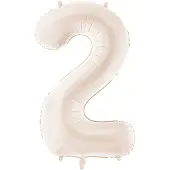 Party Deco Fluwelen folieballon cijfer 2 in beige 86cm
