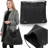 Sarcia.eu Grote zwarte HOBO-handtas voor dames, ruim, shopper-tas, eco-leer